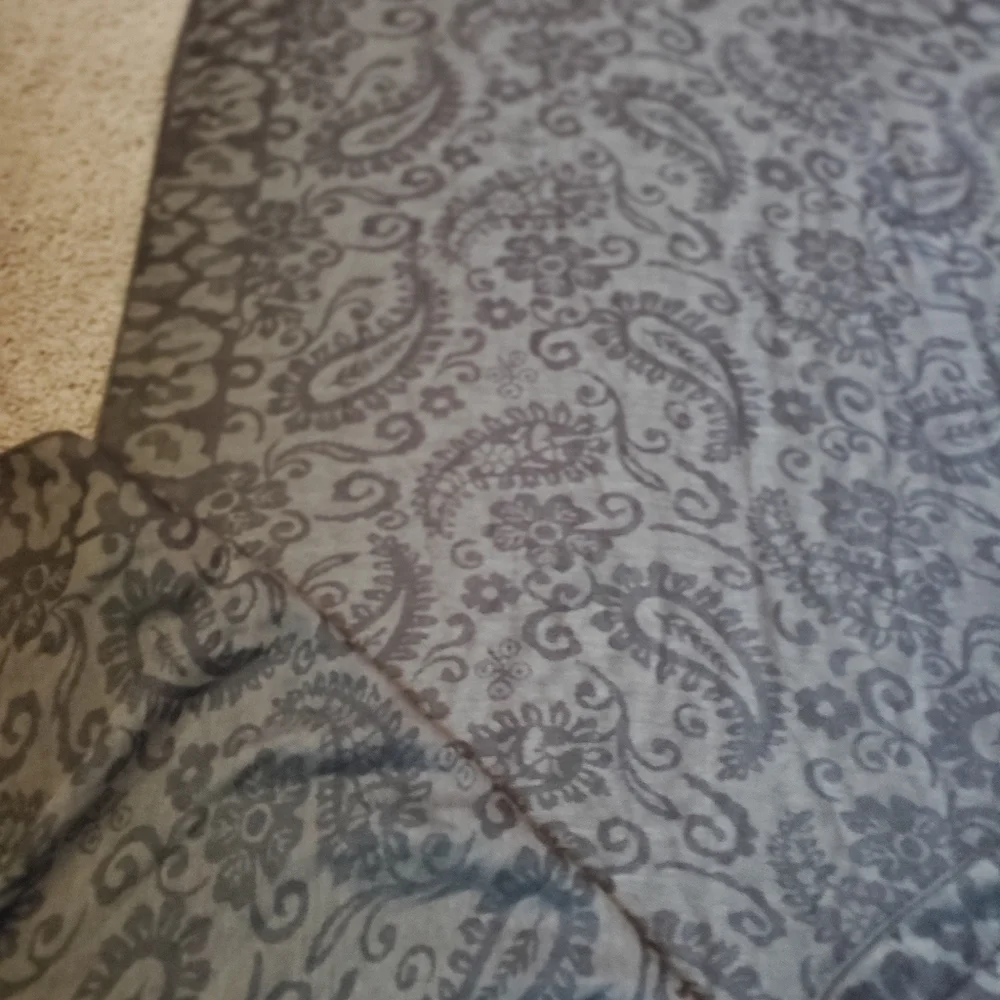West Loop Paisley And Leopard Patterned Gray Scarf with Fringe